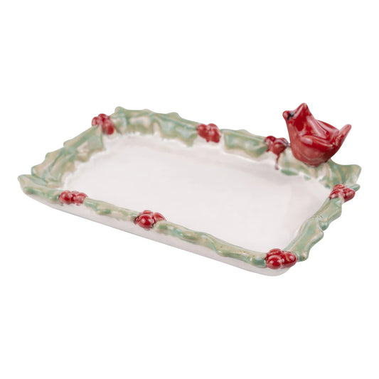 Cardinal & Holly Trinket Tray