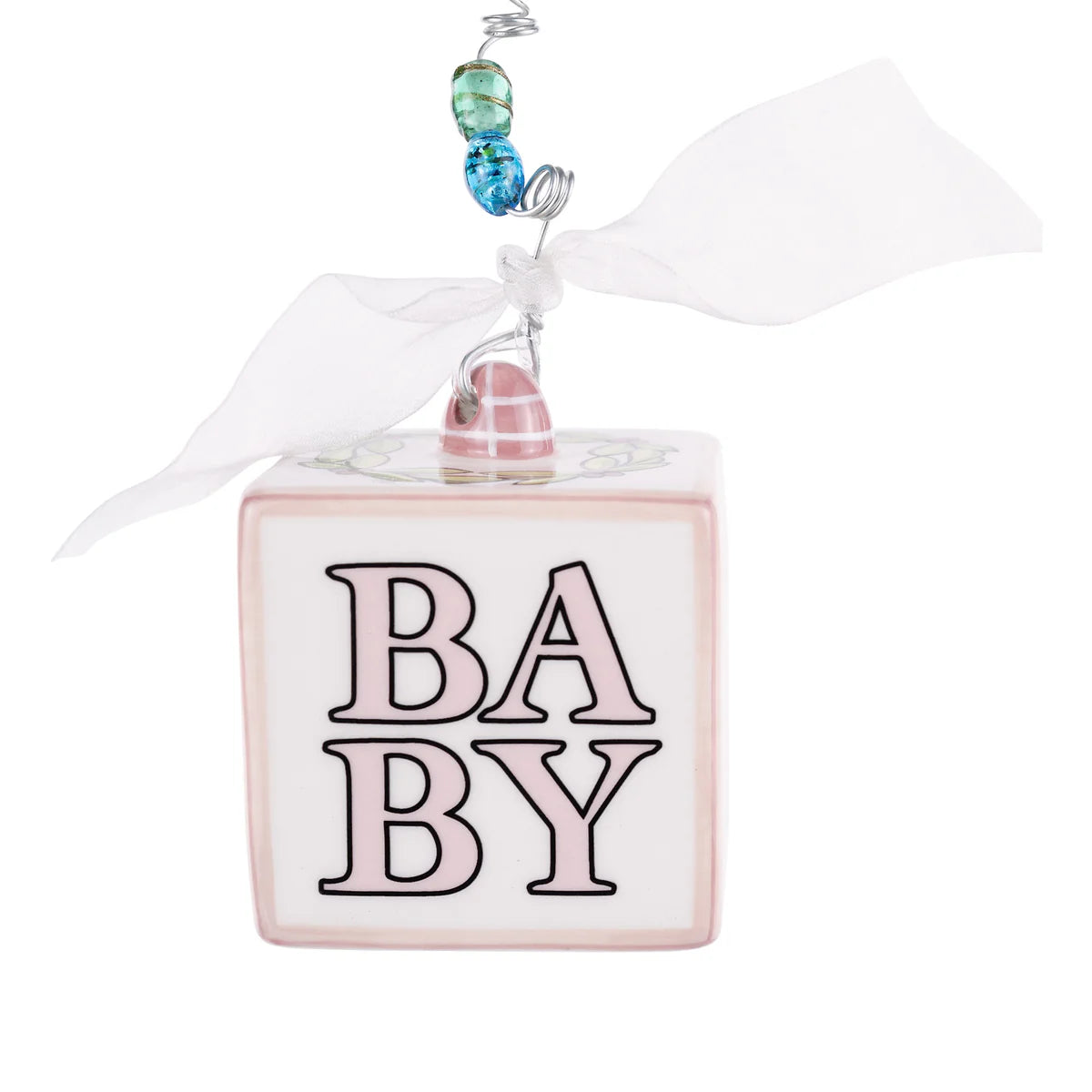 Pink Baby's 1st Christmas Block Ornament