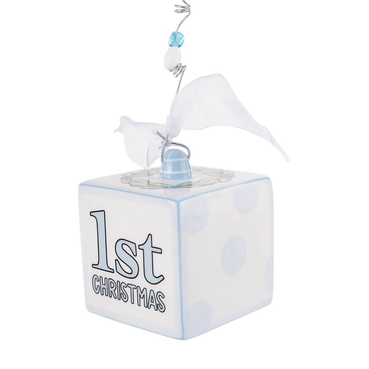 Blue Baby's 1st Christmas Block Ornament