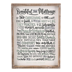 Beautiful the Marriage Framed Board