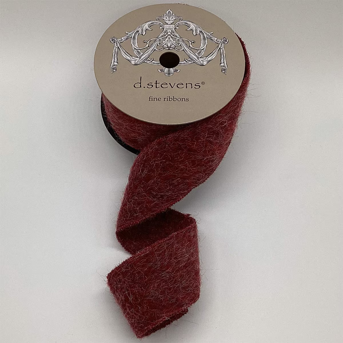 Faux Fuzzy Wool, Burgundy Ribbon