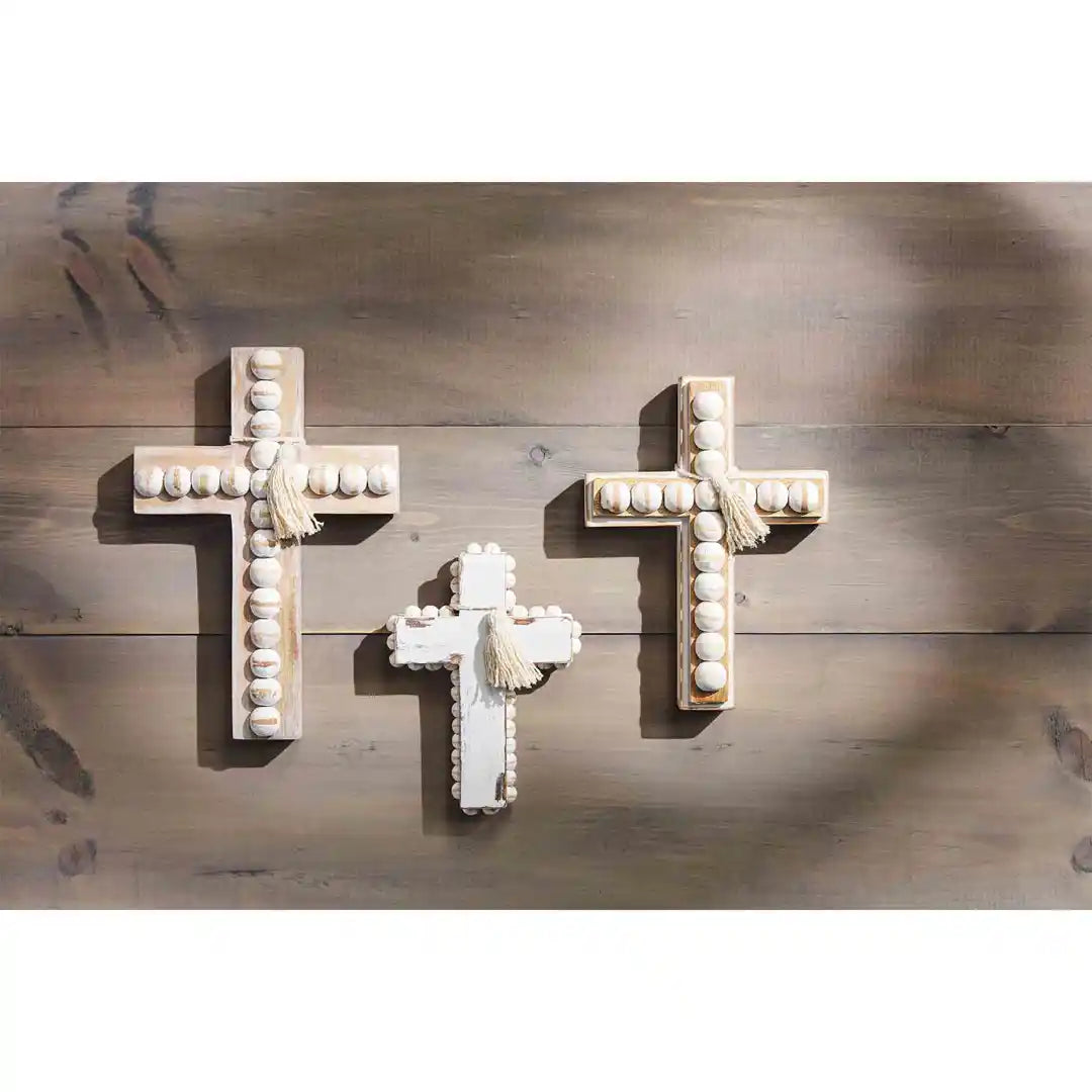 Large Wood Bead Cross