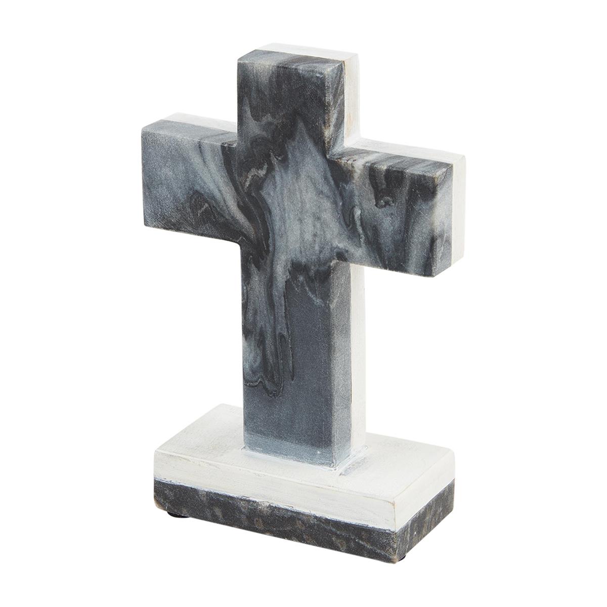 Marble Cross with Wood Base