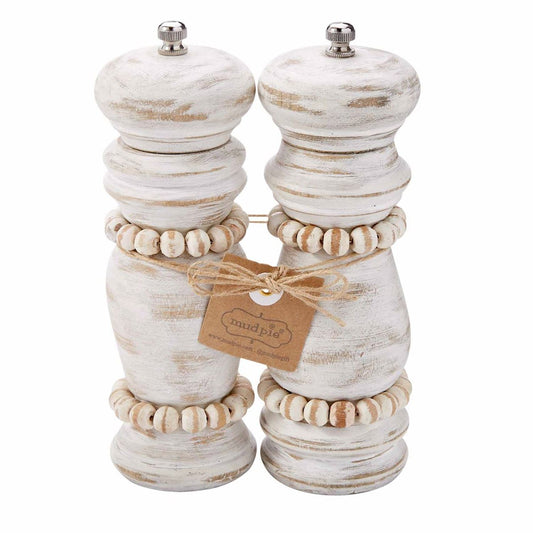 White Wood Salt and Pepper Grinders