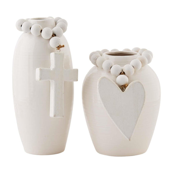 Ceramic Vases with Beaded Accents