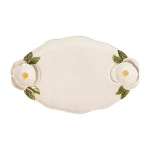 Magnolia Flower Handle Platter