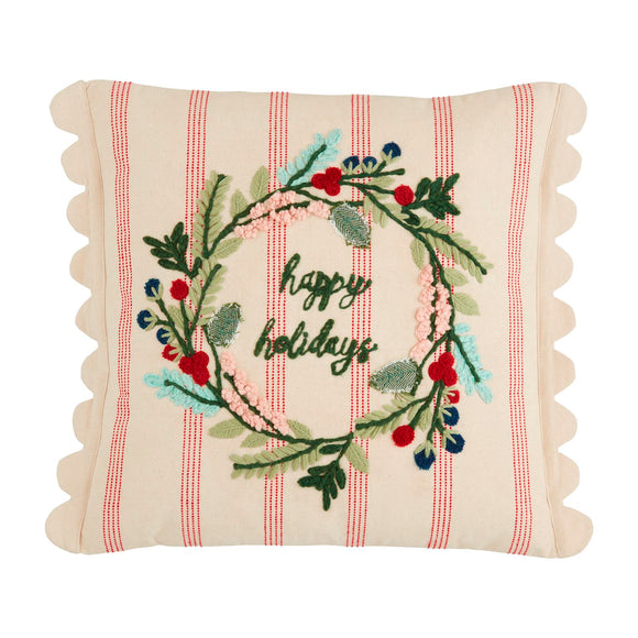 Wreath Striped Pillow