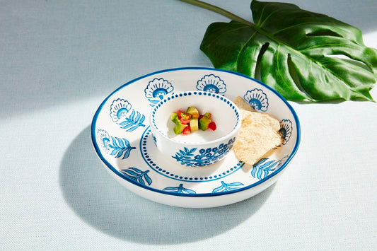Block Print Chip and Dip Set
