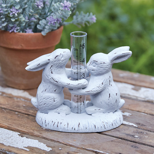 Hugging Bunnies Tabletop Rain Gauge