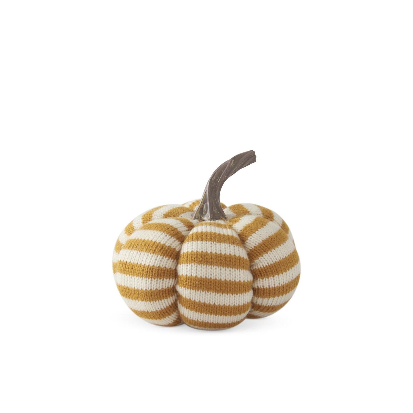 Yellow & Cream Striped Knit Pumpkin