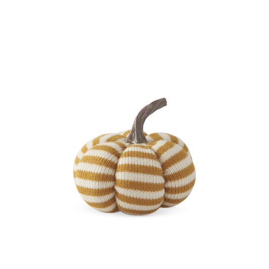 Yellow & Cream Striped Knit Pumpkin