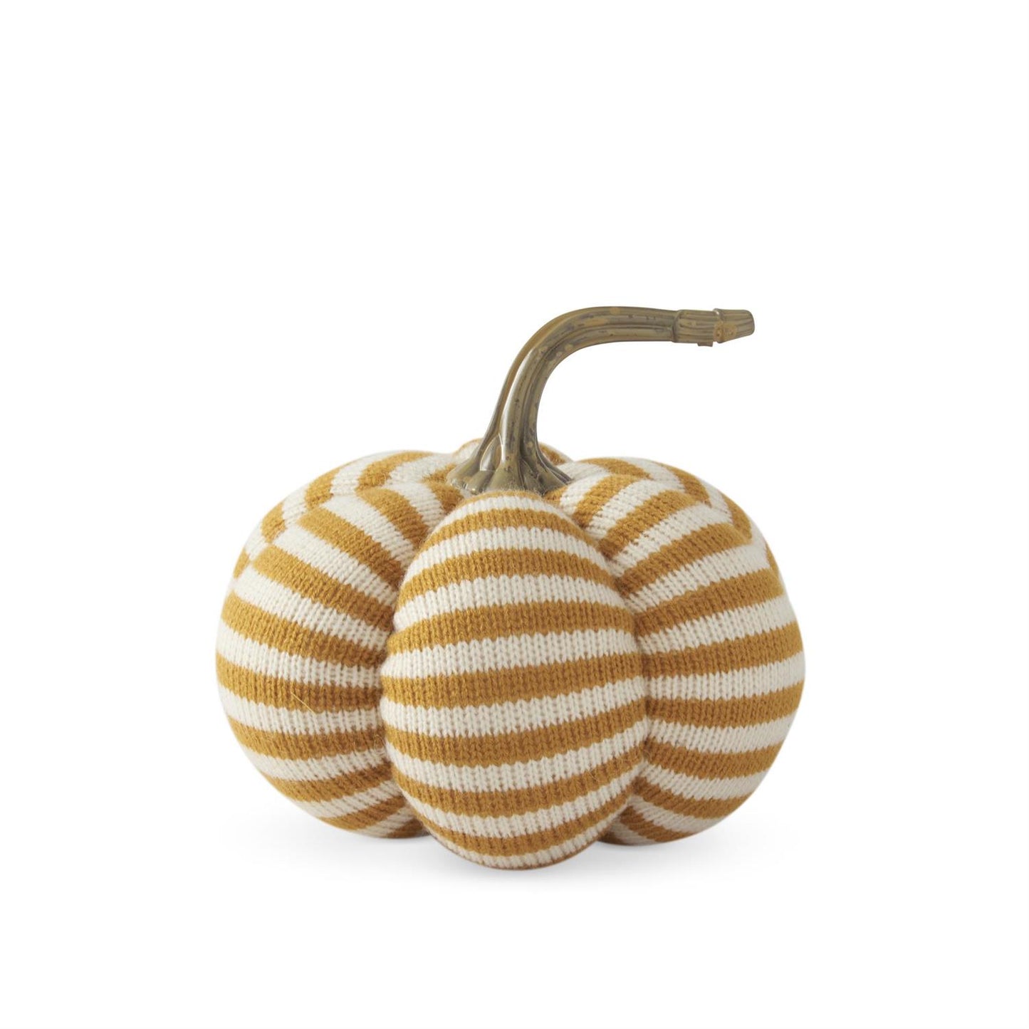Yellow & Cream Striped Knit Pumpkin