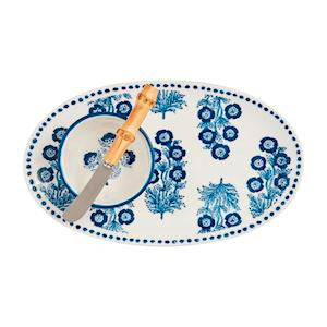 Blue and White Tray and Tidbit Holder