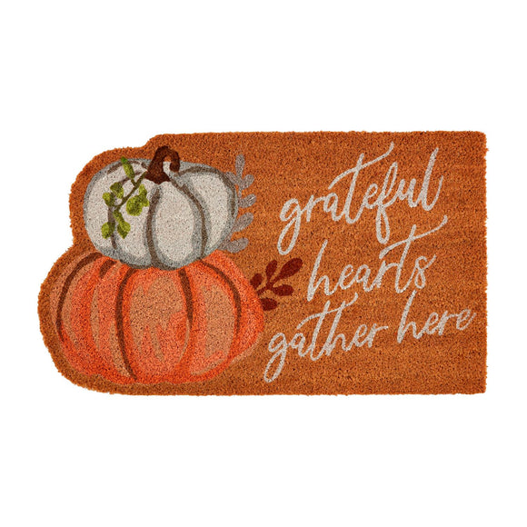 Grateful Hearts Pumpkin Doormat