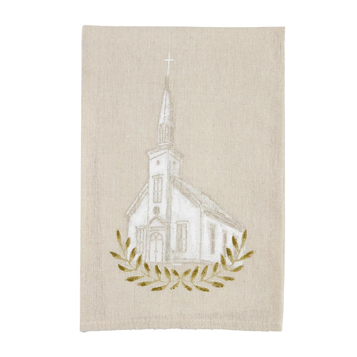 Cross or Church Painted Tea Towel