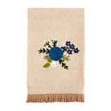 Blue Floral Embroidered Towel