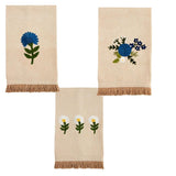 Blue Floral Embroidered Towel