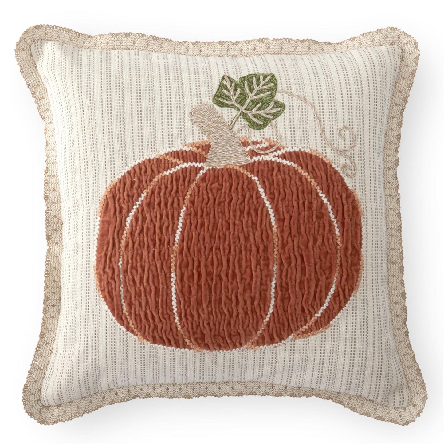 Linen Orange Pumpkin Square Pillow