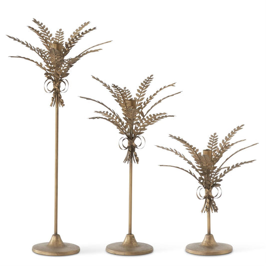 Antique Gold Wheat Taper Holder