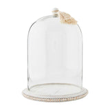 Glass Cloche with Beaded Wood Base