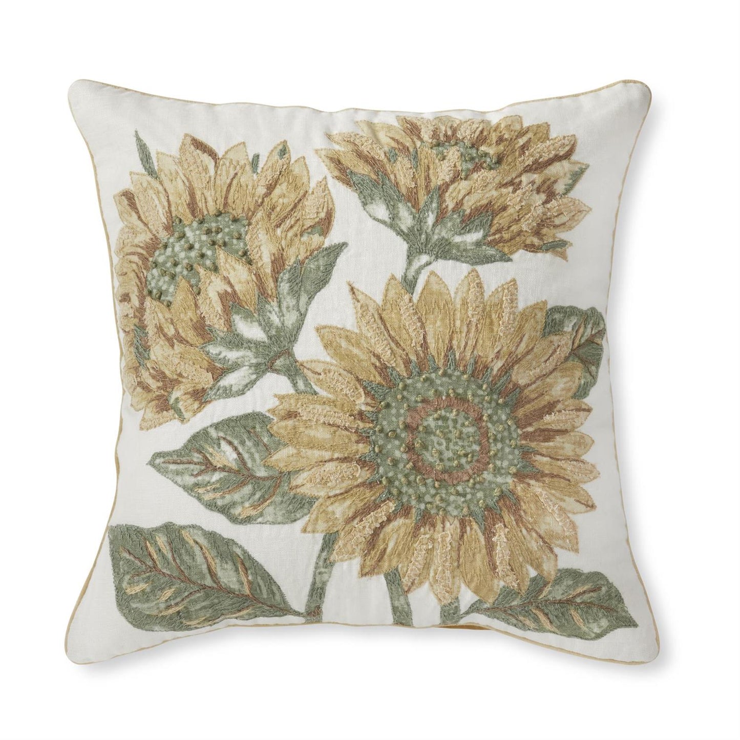 Sunflower Embroidered Square Pillow