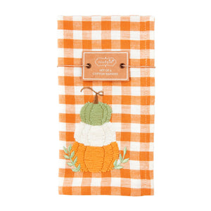 Fall Embroidery Check Napkins