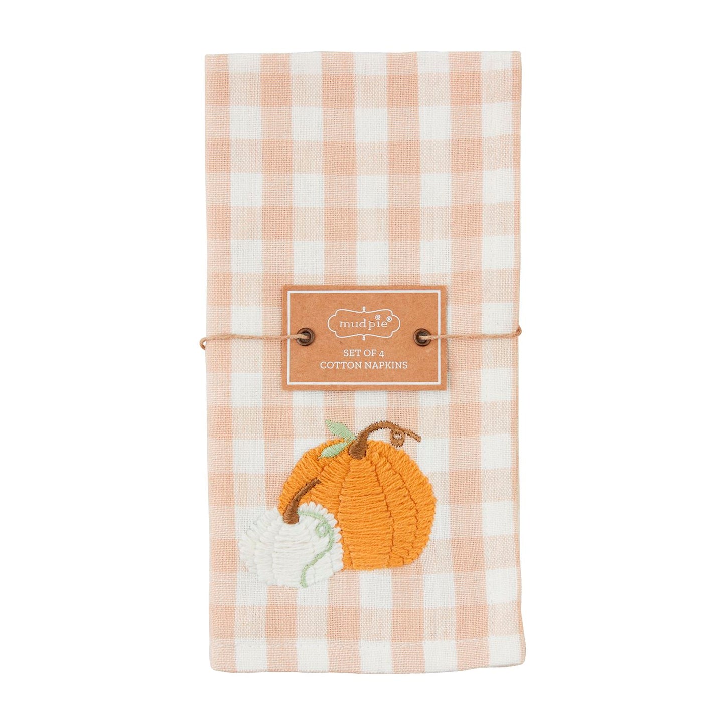 Fall Embroidery Check Napkins