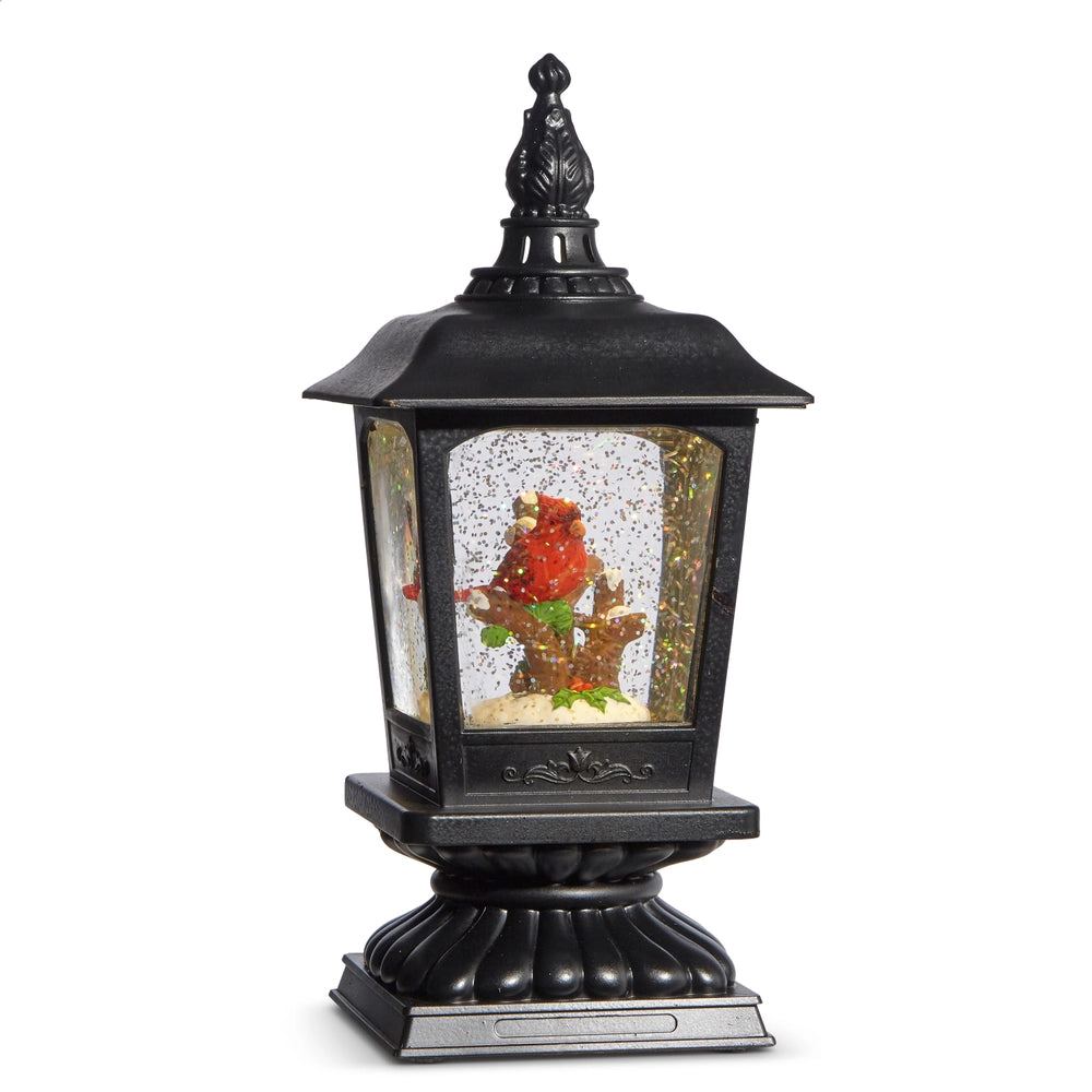 Cardinal on Branch Lighted Water Lantern