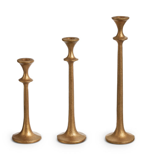 Gold Taper Candle Holders - Set of Three