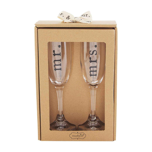 Mr. & Mrs. Boxed Champagne Glass Flute Set