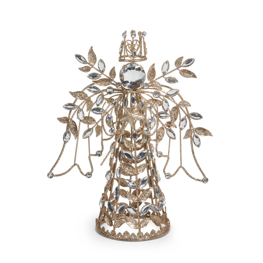 Champagne and Clear Jeweled Angel Tree Topper