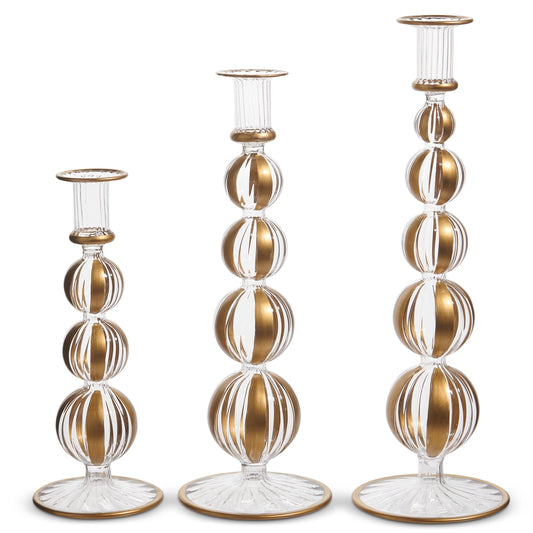 Gold Striped Candlestick