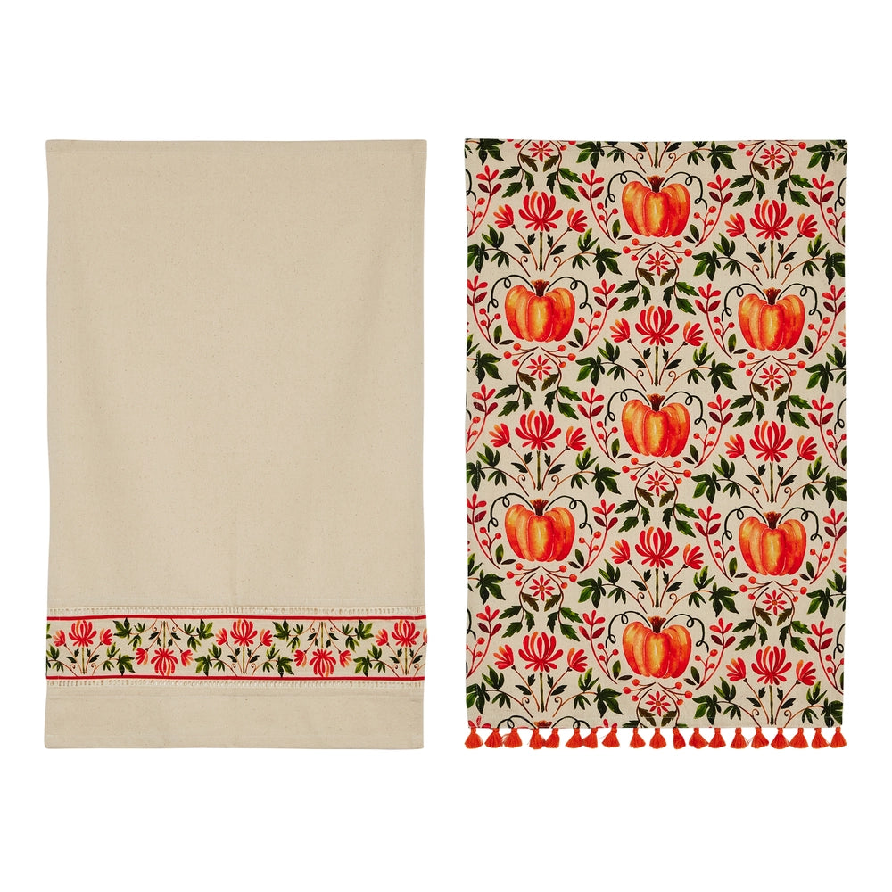 Pumpkin Vine Pattern Tea Towel