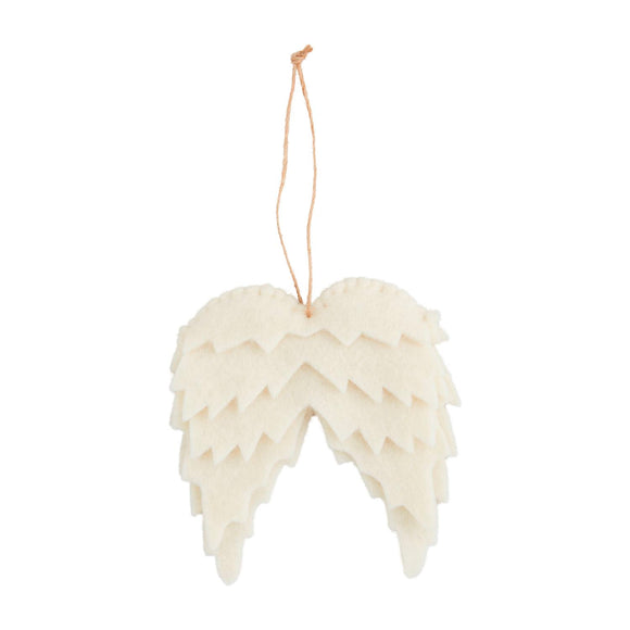 Wings White Felt Ornament