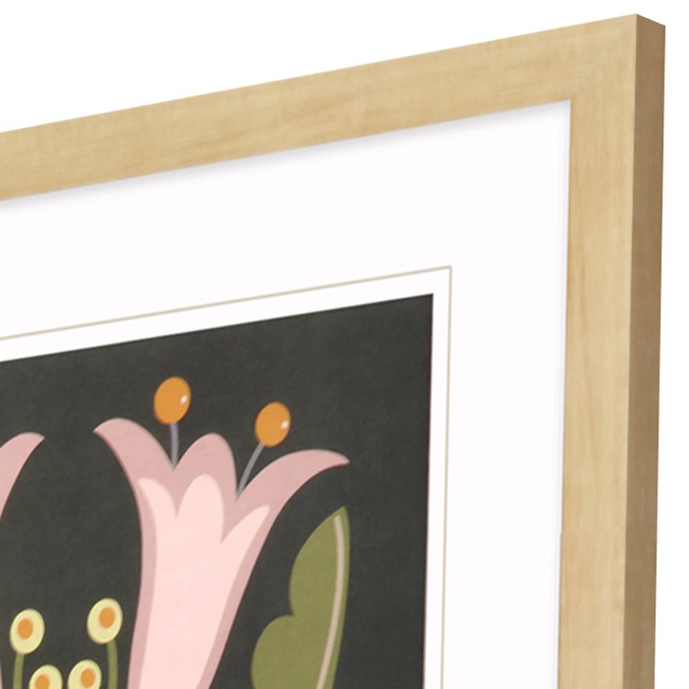 Graphic Folk Flower Framed Art - Set of Four