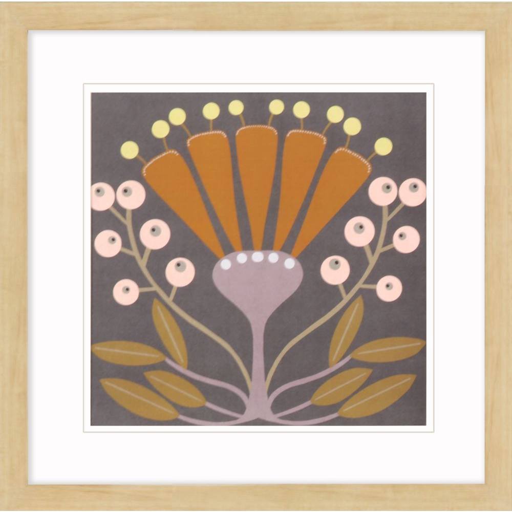 Graphic Folk Flower Framed Art - Set of Four