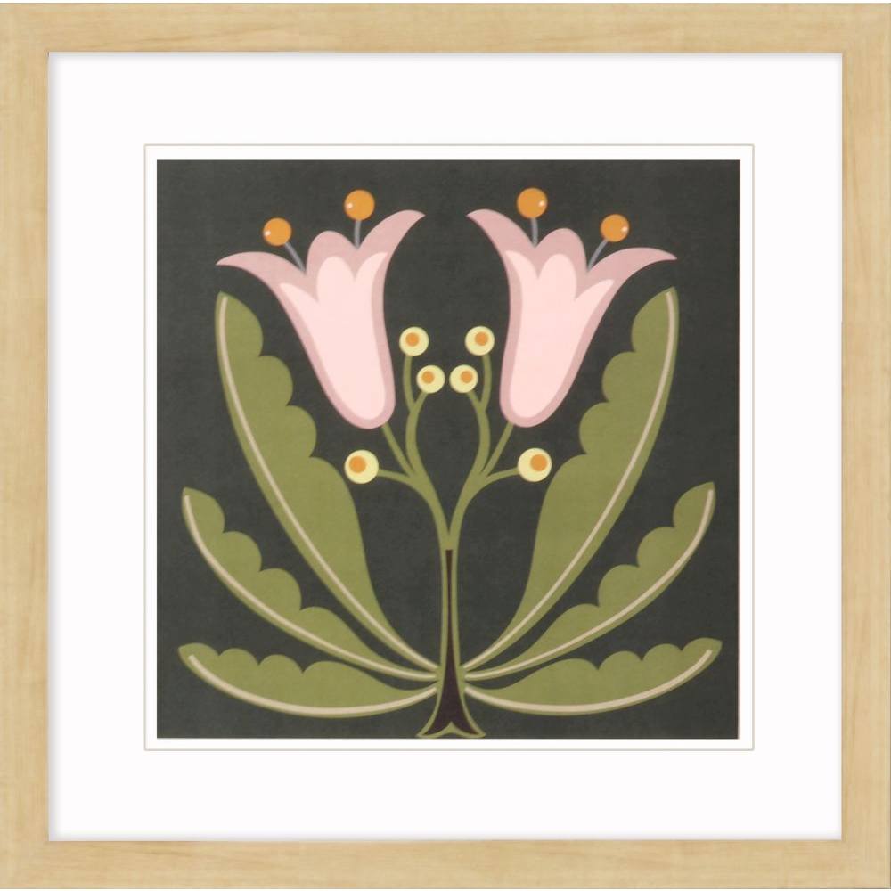 Graphic Folk Flower Framed Art - Set of Four