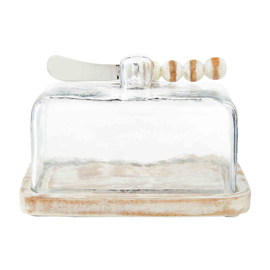 White Beaded Butter Dish