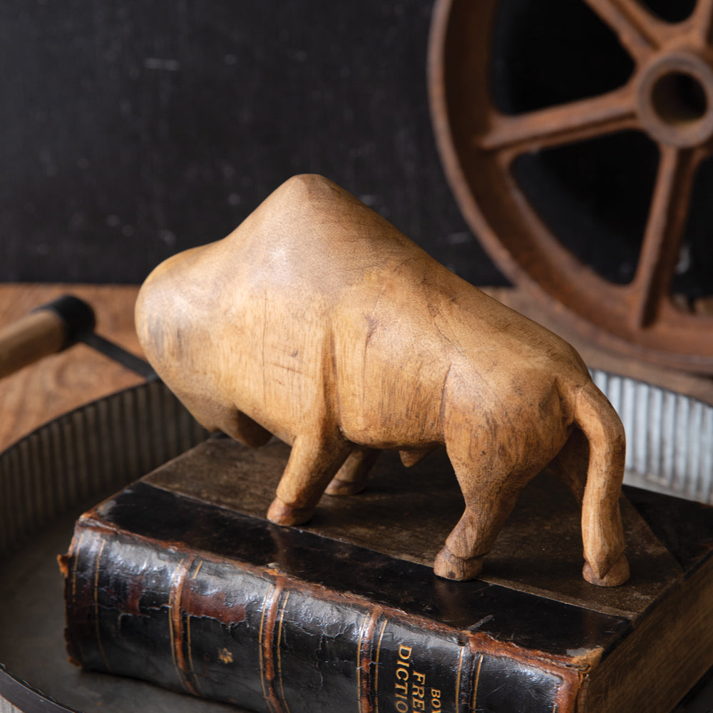 Hand-Carved Bison Figurine