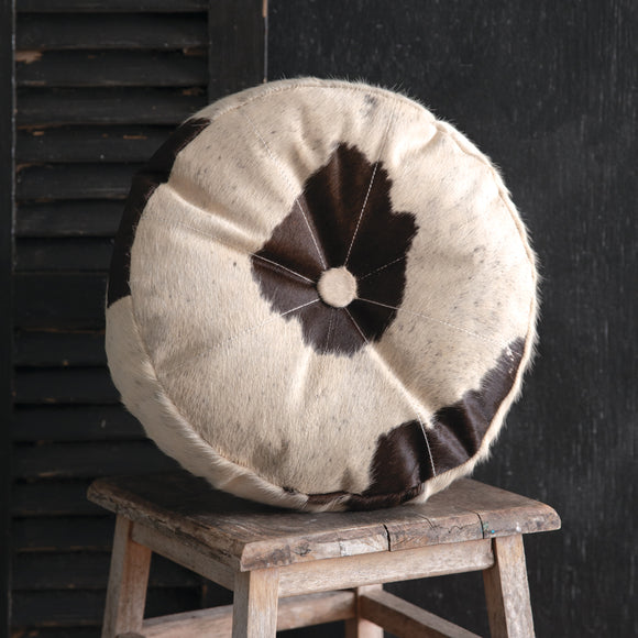 Round Cowhide Pillow