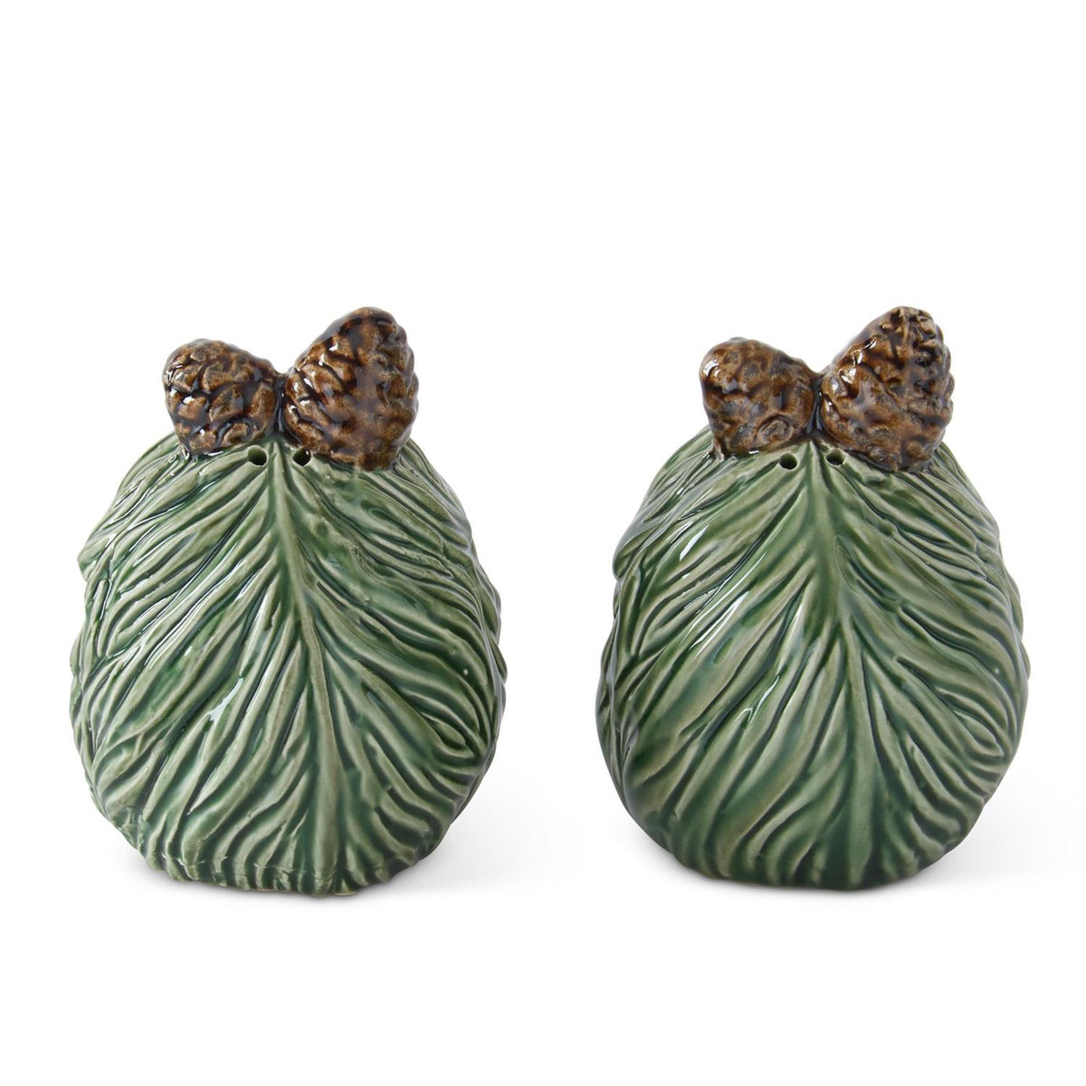 Green Ceramic Pinecone Salt & Pepper Shakers