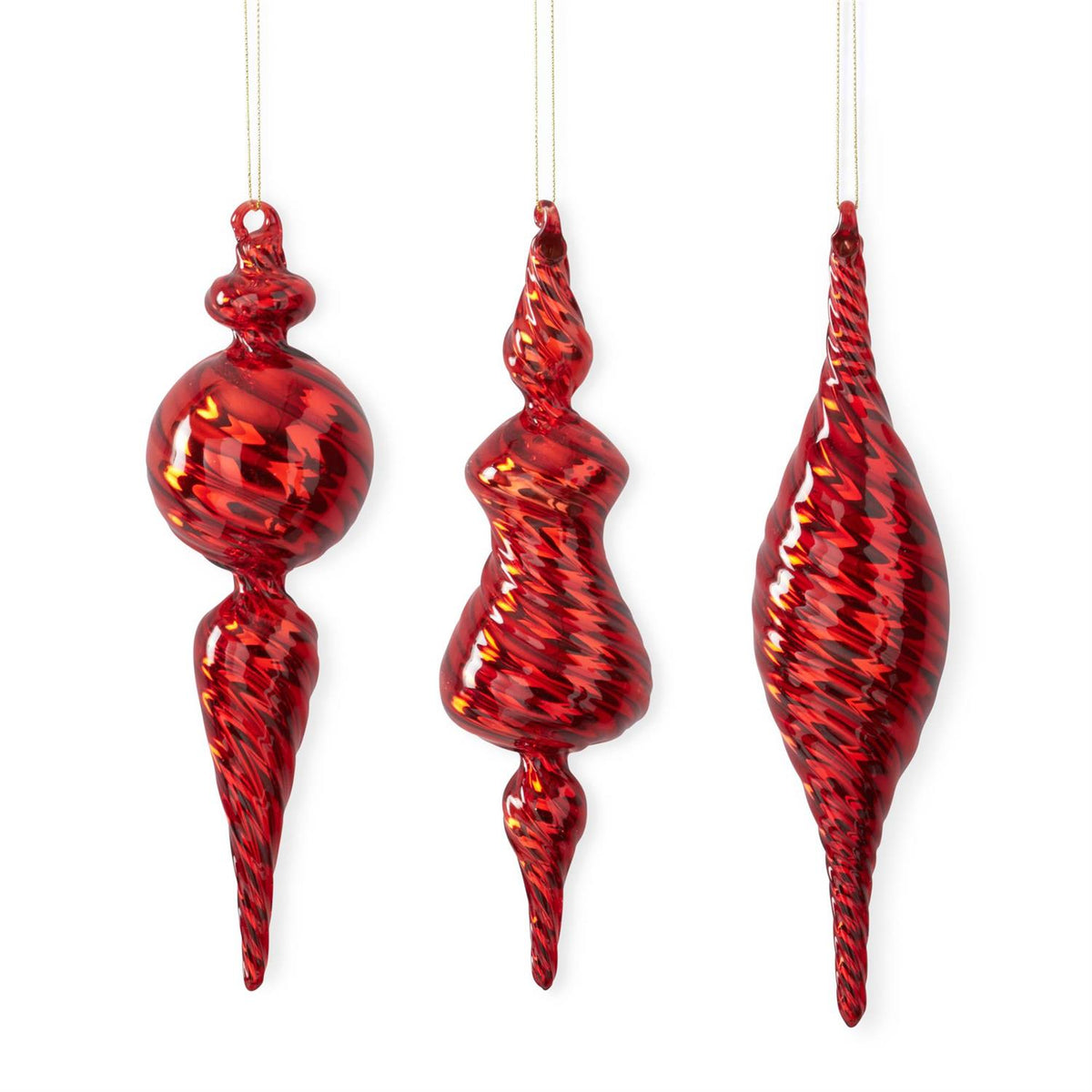 Assorted Red Glass Finial Ornaments