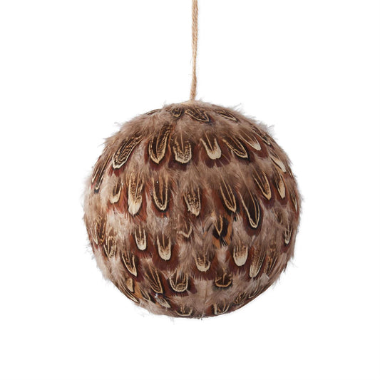 Round Brown Feather Ornament