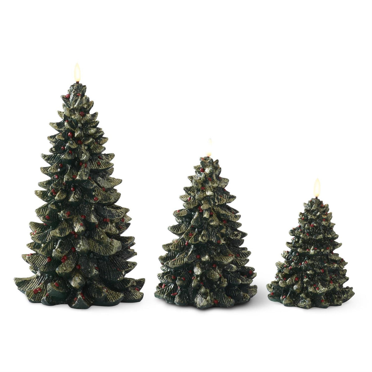 Glittered Green LED Christmas Trees