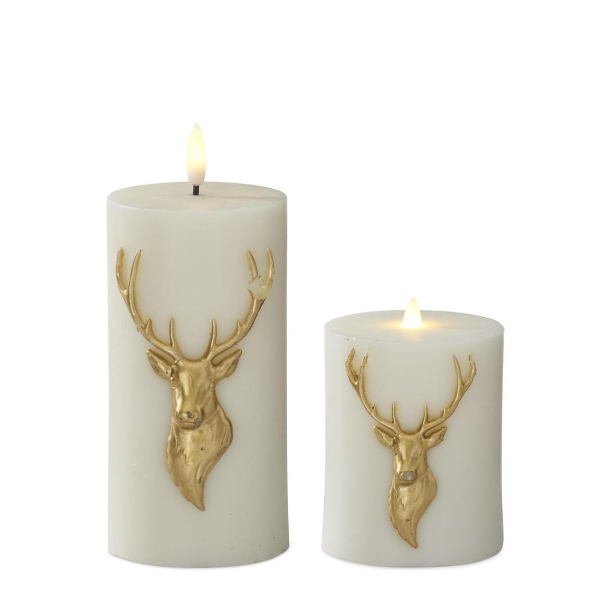 LED Gold Deer Bust Flicker Flame Candle