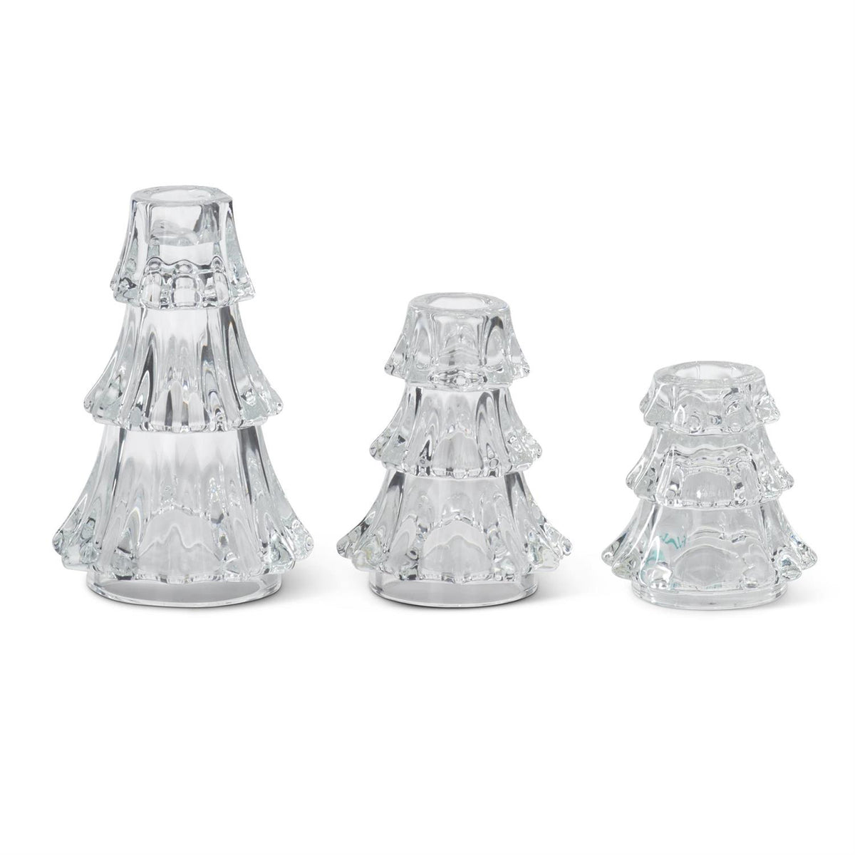 Clear Glass Christmas Tree Taper Holders