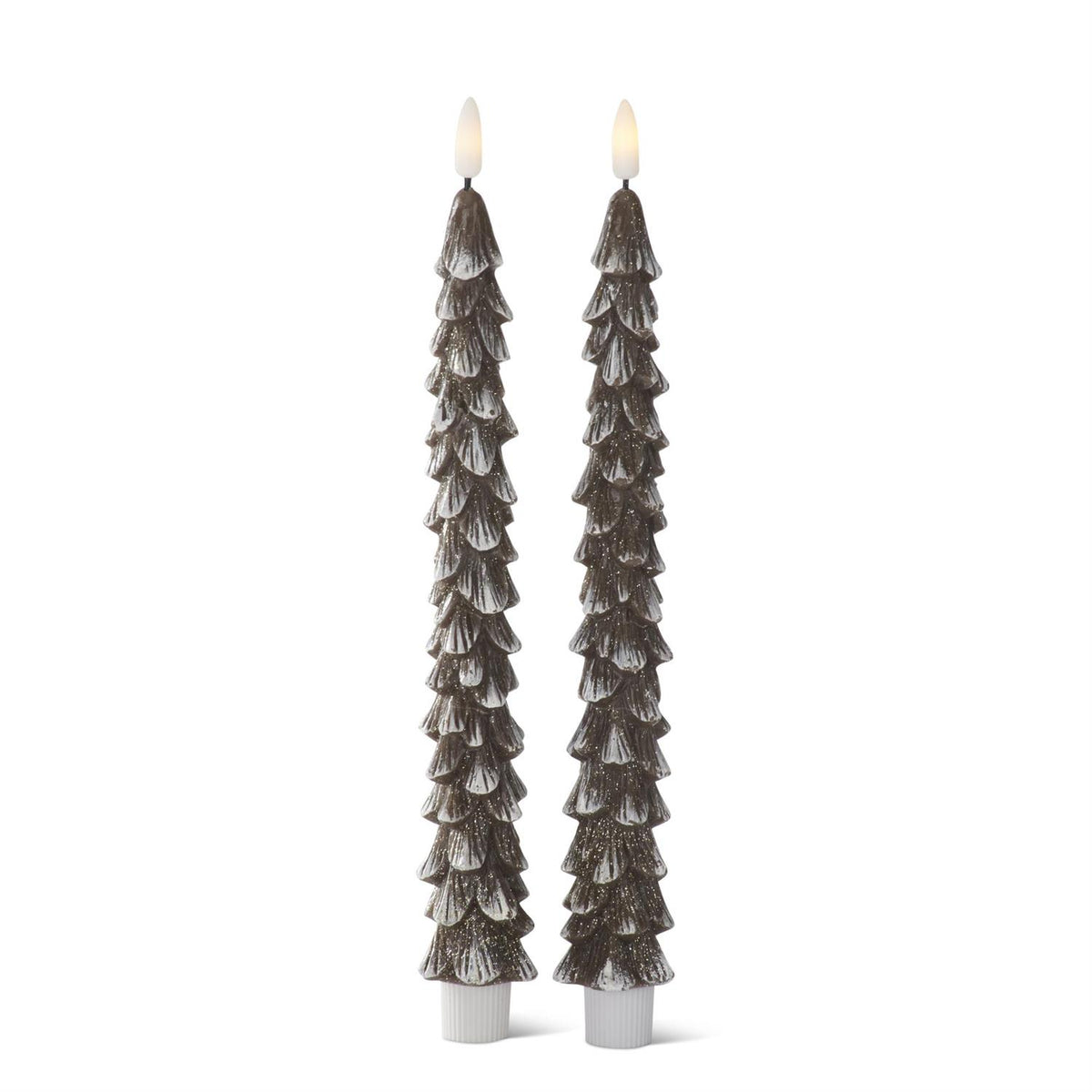 Snow LED Christmas Tree Taper Candles