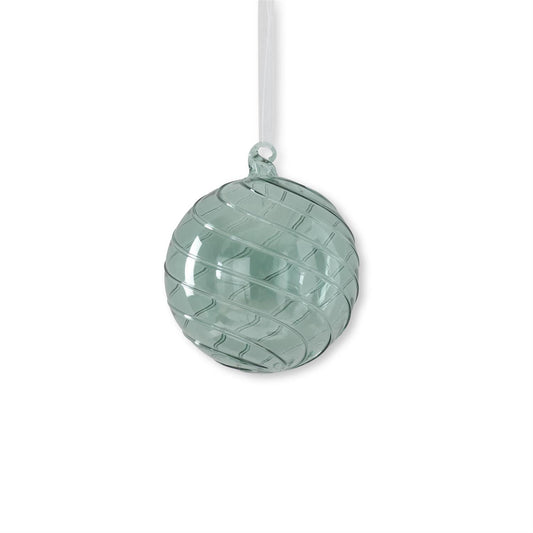 Sage Green Transparent Swirl Glass Ornament