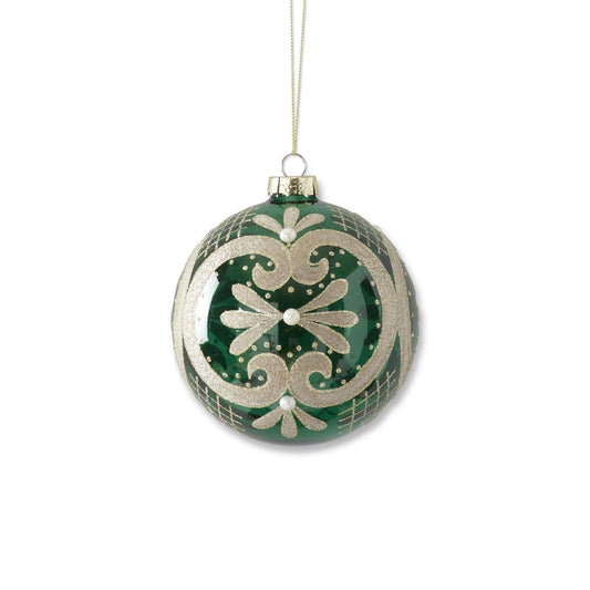Champagne Glittered Glass Ornament