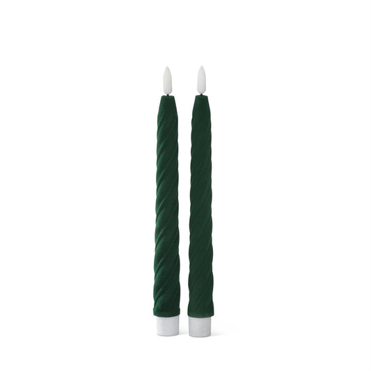Dark Green Spiral LED Taper Canles